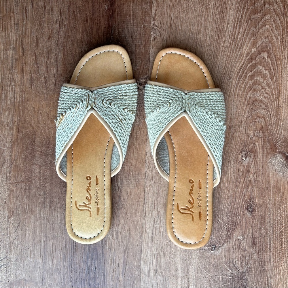 SKEMO Woven Hemp Leather Sandal women’s size 6 - Picture 2 of 14